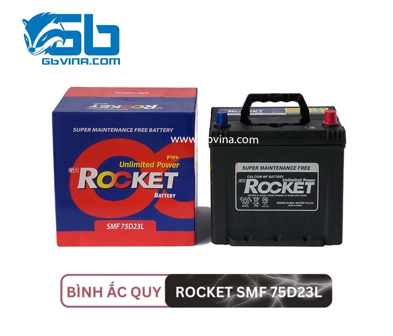 Ắc Quy Rocket SMF 75D23L (12V - 62AH)