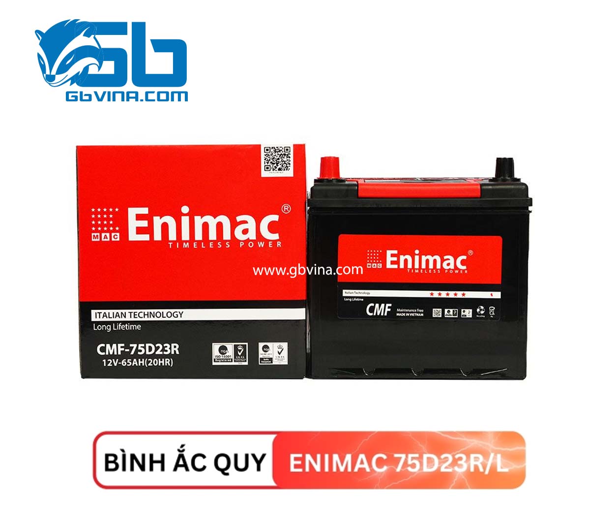 Ắc quy ENIMAC 75D23R/L (12V65AH)