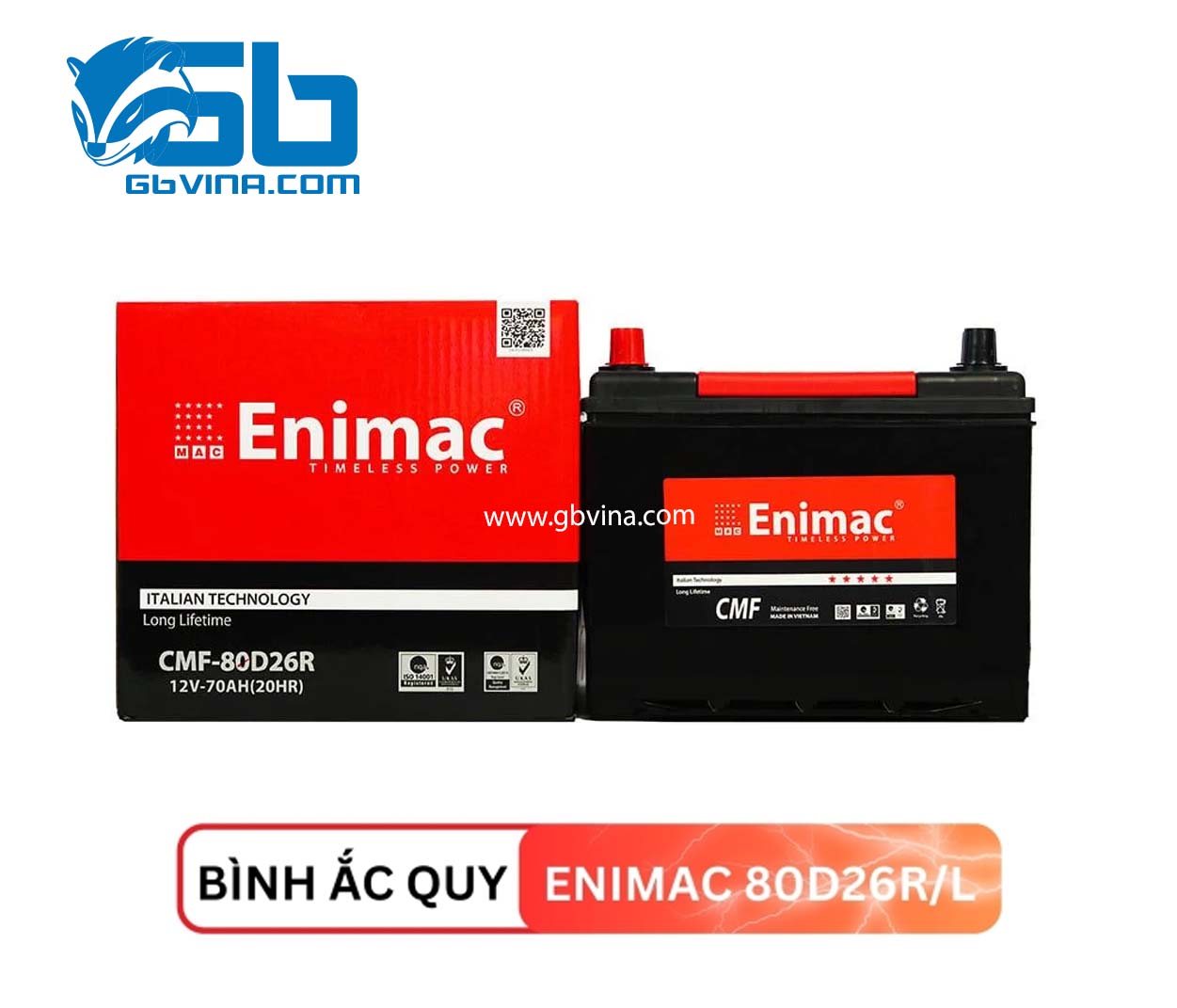 Ắc quy ENIMAC 80D26R/L (12V70AH)